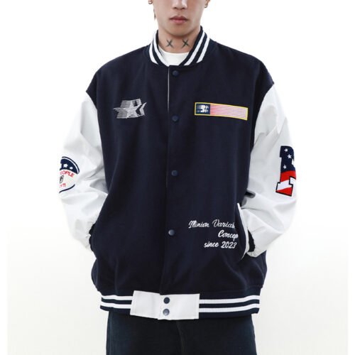 Custom Contrast-Sleeve Varsity Jacket - Style 5542AD