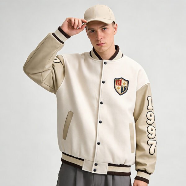 Custom Contrast Sleeve Varsity Bomber Jacket - Style 7AC168 - product detail view 3