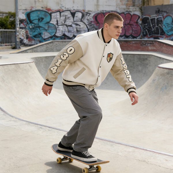 Custom Contrast Sleeve Varsity Bomber Jacket - Style 7AC168 - product detail view 6