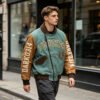 Custom Contrast Sleeve Varsity Jacket 707-01 - Style 51F446 - product detail view 2 Custom Contrast Sleeve Varsity Jacket 707-01 - Style 51F446 - product detail view 2