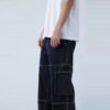 Custom Black Contrast-Stitch Cargo Jeans - Style B4E046 - product detail view 2 Custom Black Contrast-Stitch Cargo Jeans - Style B4E046 - product detail view 2