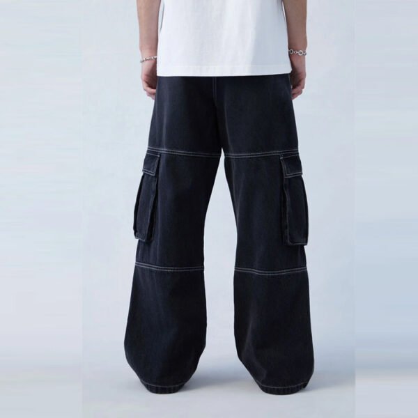 Custom Black Contrast-Stitch Cargo Jeans - Style B4E046 - product detail view 4 Custom Black Contrast-Stitch Cargo Jeans - Style B4E046 - product detail view 4