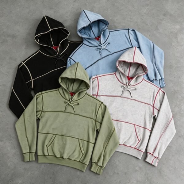 Custom Contrast-Stitch Oversized Pullover Hoodie - Style 9E41B1 - product detail view 5 Custom Contrast-Stitch Oversized Pullover Hoodie - Style 9E41B1 - product detail view 5