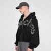 Custom Contrast-Thread Rhinestone Zip Hoodie - Style 632E46 - product detail view 8 Custom Contrast-Thread Rhinestone Zip Hoodie - Style 632E46 - product detail view 8