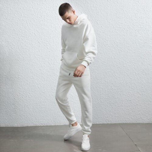 White cotton hoodie and jogger set