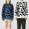 Custom Unisex Cow Print Intarsia Knit Sweater - Style A6CDAE - product detail view 3 Custom Unisex Cow Print Intarsia Knit Sweater - Style A6CDAE - product detail view 3