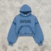 Custom Cropped Applique Oversized Sleeve Hoodie - Style 33C48B - product detail view 2