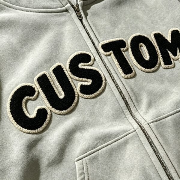 Custom Cropped Boxy Applique Zip Hoodie | VW-H001 - Style 0BDA86 - product detail view 2