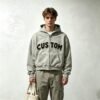 Custom Cropped Boxy Applique Zip Hoodie | VW-H001 - Style 0BDA86 - product detail view 3