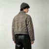 Custom Zebra Stripe Cropped Canvas Jacket - Style 2C91BD Man wearing a custom zebra stripe cropped canvas jacket
