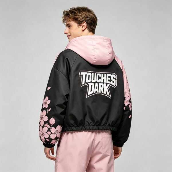 Custom Color Block Cropped Hooded Jacket - Style E4EBF2 - product detail view 5 Custom Color Block Cropped Hooded Jacket - Style E4EBF2 - product detail view 5