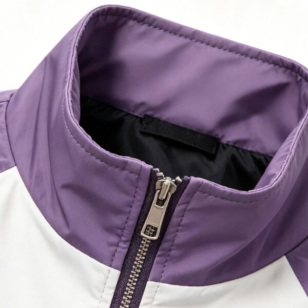 Custom Cropped Color-Block Graphic Windbreaker - Style C7BEA6 - product detail view 4