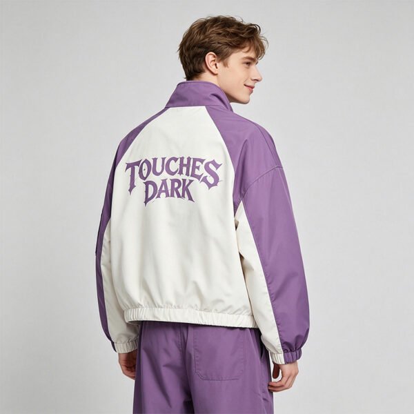 Custom Cropped Color-Block Graphic Windbreaker - Style C7BEA6 - product detail view 9