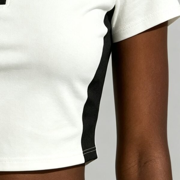Custom Cropped Colorblock Embroidered Polo Shirt - Style 89D2B3 - product detail view 6 Custom Cropped Colorblock Embroidered Polo Shirt - Style 89D2B3 - product detail view 6