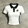 Custom Cropped Colorblock Embroidered Polo Shirt - Style 89D2B3 - product detail view 9 Custom Cropped Colorblock Embroidered Polo Shirt - Style 89D2B3 - product detail view 9