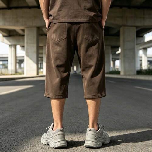 Custom Washed Cropped Drawcord Pants - Style 384675 Man wearing custom washed cropped drawcord pants