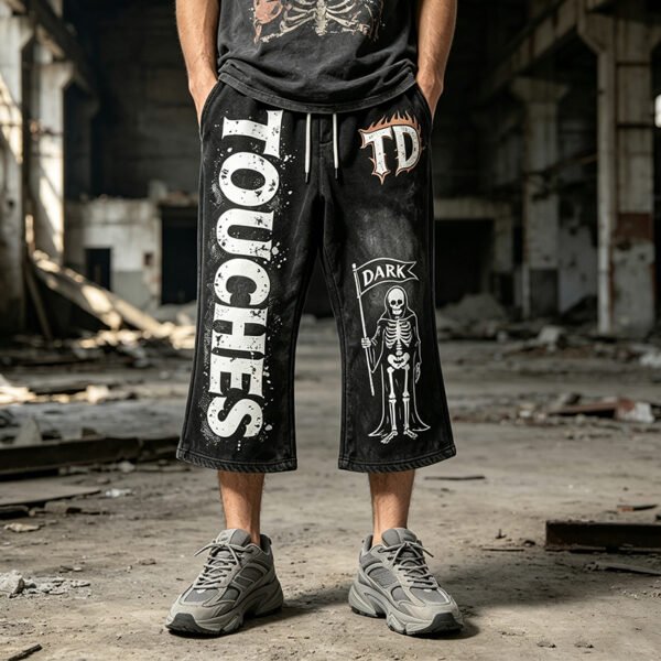 Custom Washed Cropped Flare Drawstring Sweatpants - Style E7507B - product detail view 5 Custom Washed Cropped Flare Drawstring Sweatpants - Style E7507B - product detail view 5
