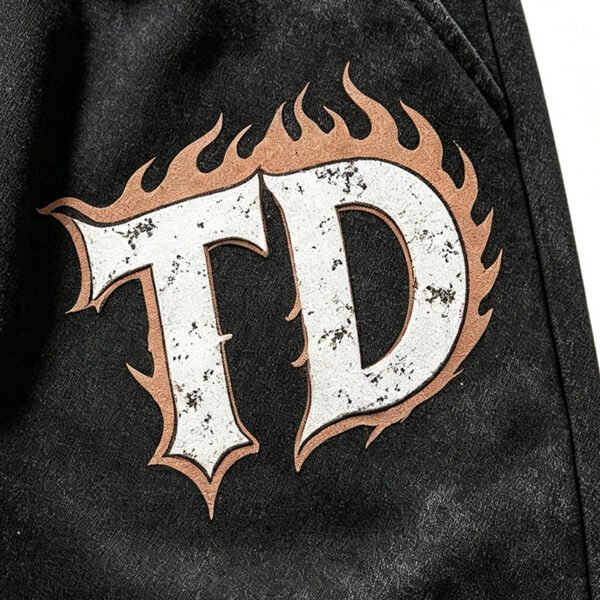 Custom Washed Cropped Flare Drawstring Sweatpants - Style E7507B - product detail view 6 Custom Washed Cropped Flare Drawstring Sweatpants - Style E7507B - product detail view 6
