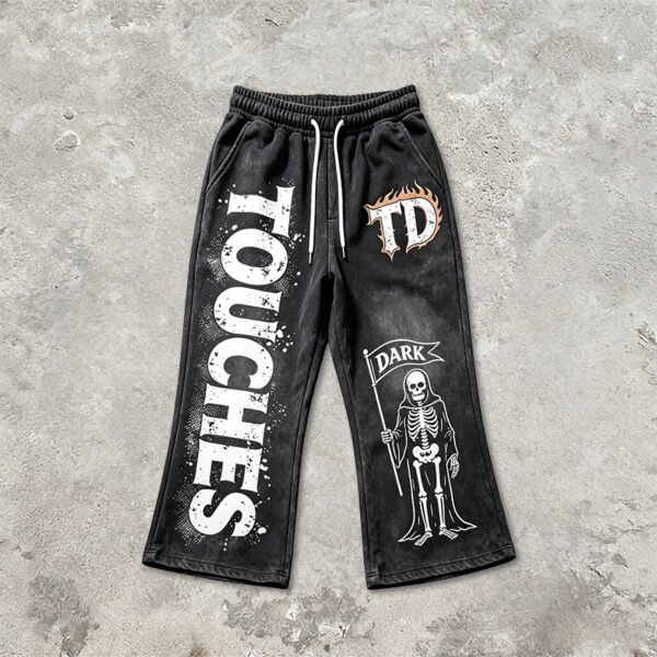 Custom Washed Cropped Flare Drawstring Sweatpants - Style E7507B - product detail view 10 Custom Washed Cropped Flare Drawstring Sweatpants - Style E7507B - product detail view 10