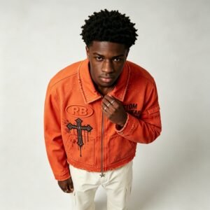 Custom Cropped Graphic Canvas Jacket - A1FC40877855F930 - Style A1FC40
