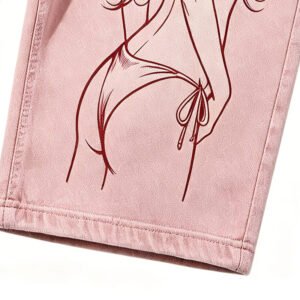 Custom Cropped Washed Graphic Pants - Style 0BA764
