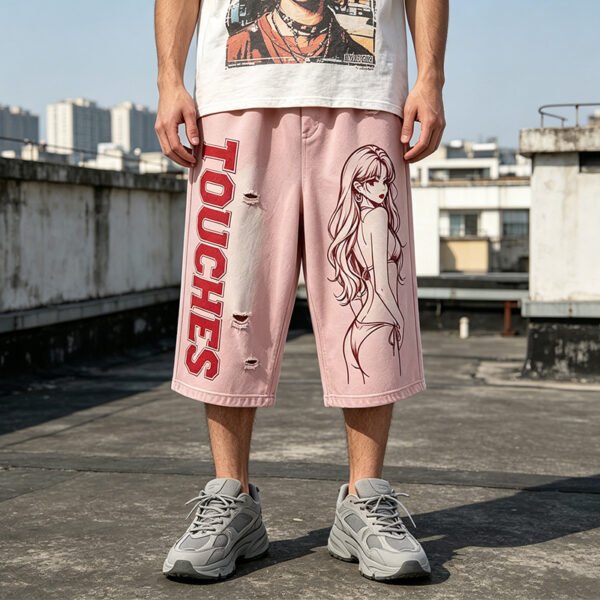 Custom Cropped Washed Graphic Pants - Style 0BA764 - product detail view 2