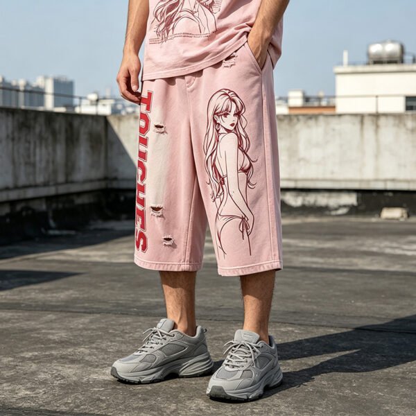Custom Cropped Washed Graphic Pants - Style 0BA764 - product detail view 3