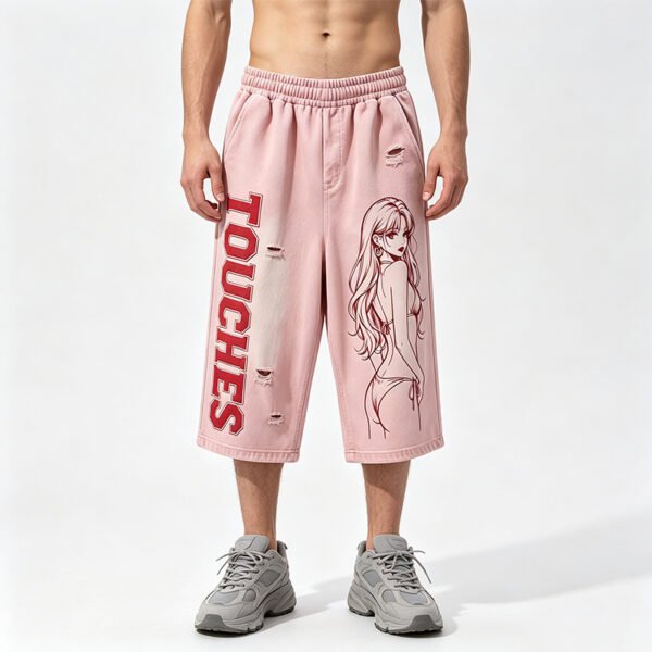 Custom Cropped Washed Graphic Pants - Style 0BA764 - product detail view 4