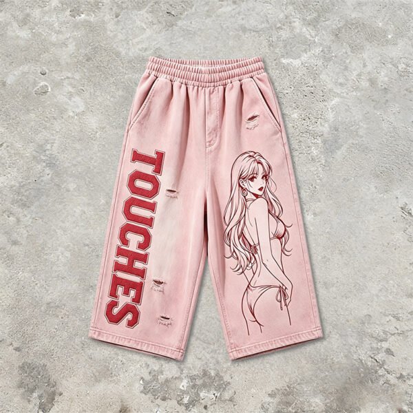 Custom Cropped Washed Graphic Pants - Style 0BA764 - product detail view 10