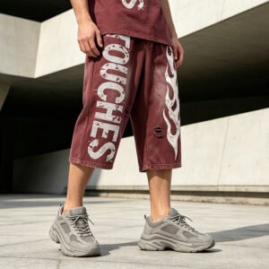 Custom Cropped Flame Graphic Distressed Pants | VW-3460 - Style 3460FB