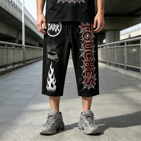 Custom Cropped Graphic Streetwear Sweatpants - Style F09BBC - product detail view 2 Custom Cropped Graphic Streetwear Sweatpants - Style F09BBC - product detail view 2