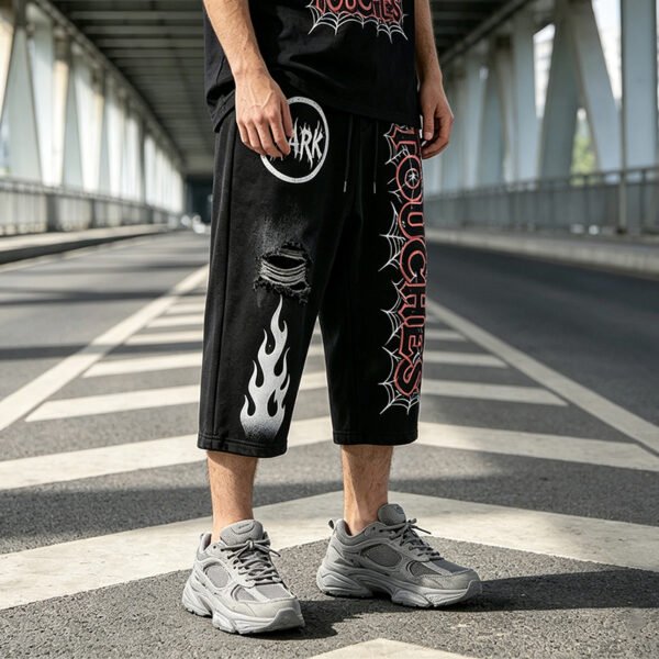 Custom Cropped Graphic Streetwear Sweatpants - Style F09BBC - product detail view 3 Custom Cropped Graphic Streetwear Sweatpants - Style F09BBC - product detail view 3