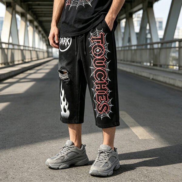 Custom Cropped Graphic Streetwear Sweatpants - Style F09BBC - product detail view 4 Custom Cropped Graphic Streetwear Sweatpants - Style F09BBC - product detail view 4