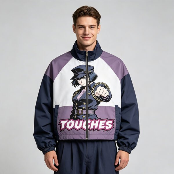 Custom Cropped Color-Block Graphic Windbreaker VW-WB-1407 - Style A14079 - product detail view 3