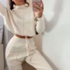 Custom Women's Cropped High-Neck Hoodie Sweat Set - VWH-6910 - Style 6910E5 Custom Women's Cropped High-Neck Hoodie Sweat Set - VWH-6910 - Style 6910E5
