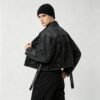 Custom Cropped Rivet Strap Washed Jacket - Style F45889 - product detail view 10 Custom Cropped Rivet Strap Washed Jacket - Style F45889 - product detail view 10