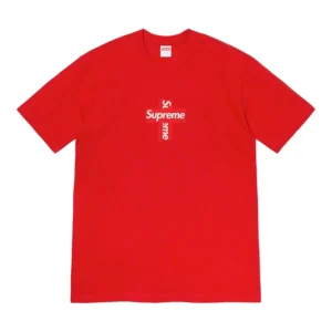 Custom Red Cross-Patch Graphic T-Shirt - Style CCF3F3