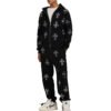 Custom Crystal Cross Zip-Front Oversized Jacket - Style 853A05 Black oversized zip-front jacket with crystal cross print