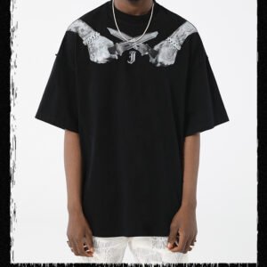 Custom Dark Acid-Wash Sword Graphic T-Shirt - Style 2A4863