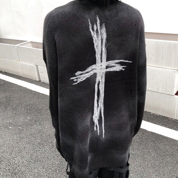 Custom Dark Cross Detail Crew Neck Sweater - Style 688099 - product detail view 7 Custom Dark Cross Detail Crew Neck Sweater - Style 688099 - product detail view 7