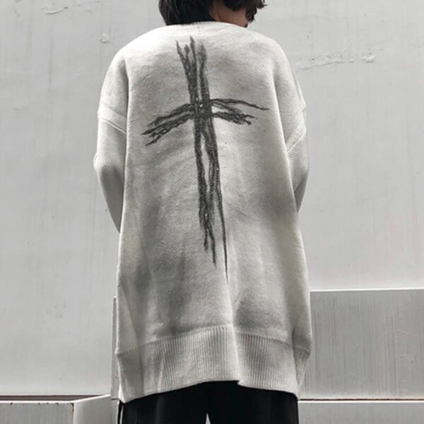 Custom Dark Cross Detail Crew Neck Sweater - Style 688099 - product detail view 9 Custom Dark Cross Detail Crew Neck Sweater - Style 688099 - product detail view 9