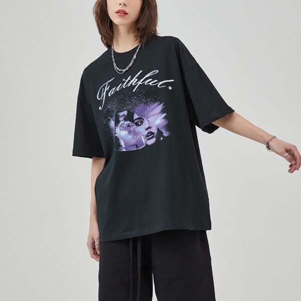 Custom Dark Graphic Transfer Oversized Tee | - Style BDC0E7 - product detail view 4 Custom Dark Graphic Transfer Oversized Tee | - Style BDC0E7 - product detail view 4