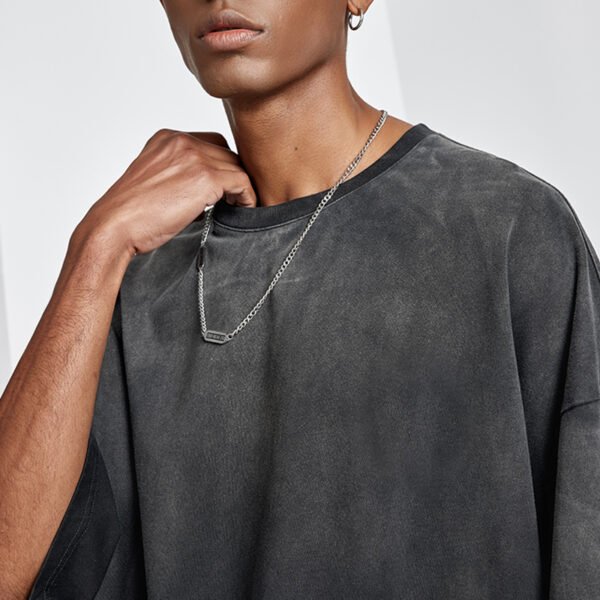 Custom Dark Gray Oversized Heavyweight T-Shirt - Style D738AB - product detail view 4