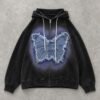 Custom Denim Butterfly Applique Zip Hoodie - Style 3B8636 - product detail view 6 Custom Denim Butterfly Applique Zip Hoodie - Style 3B8636 - product detail view 6