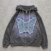 Custom Denim Butterfly Applique Zip Hoodie - Style 3B8636 - product detail view 7 Custom Denim Butterfly Applique Zip Hoodie - Style 3B8636 - product detail view 7