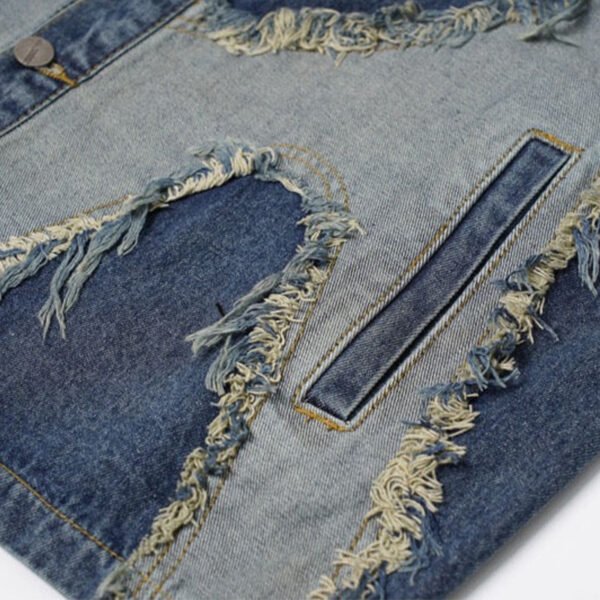 Custom Patchwork Denim Utility Vest - Style 05E7CA - product detail view 6 Custom Patchwork Denim Utility Vest - Style 05E7CA - product detail view 6