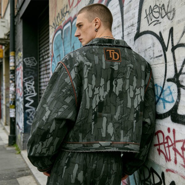Custom Seam-Aligned Digital Camo Rivet Jacket - Style 90CD01 - product detail view 4 Custom Seam-Aligned Digital Camo Rivet Jacket - Style 90CD01 - product detail view 4