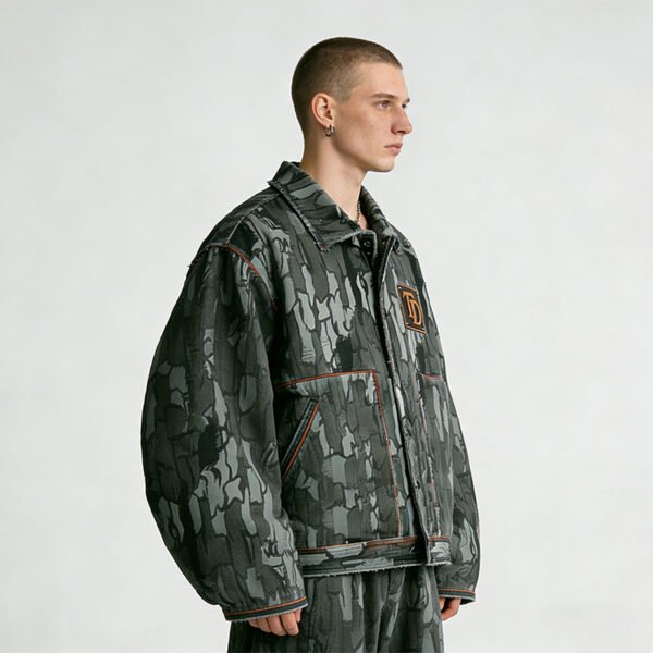 Custom Seam-Aligned Digital Camo Rivet Jacket - Style 90CD01 - product detail view 6 Custom Seam-Aligned Digital Camo Rivet Jacket - Style 90CD01 - product detail view 6