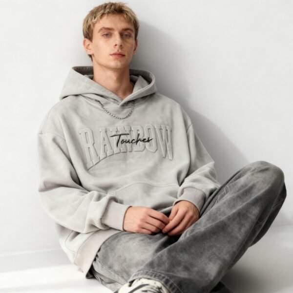 Custom Directional-Pile Embossed Pullover Hoodie - Style 96BD4F - product detail view 3 Custom Directional-Pile Embossed Pullover Hoodie - Style 96BD4F - product detail view 3