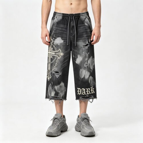Custom Distressed Applique Cargo Pants 714-09 - Style C2C7BE